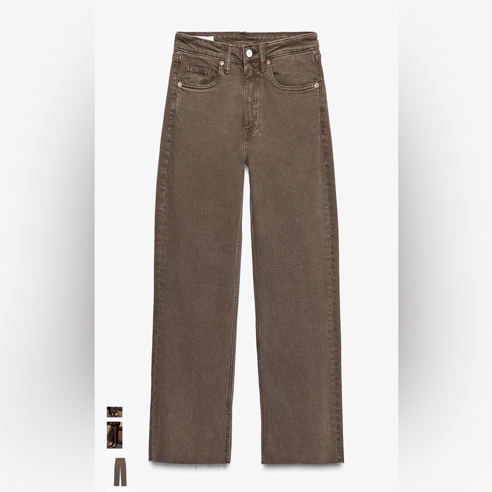 Zara TRF High-Waisted Cropped Flare brown Jeans size 29 (US 8)